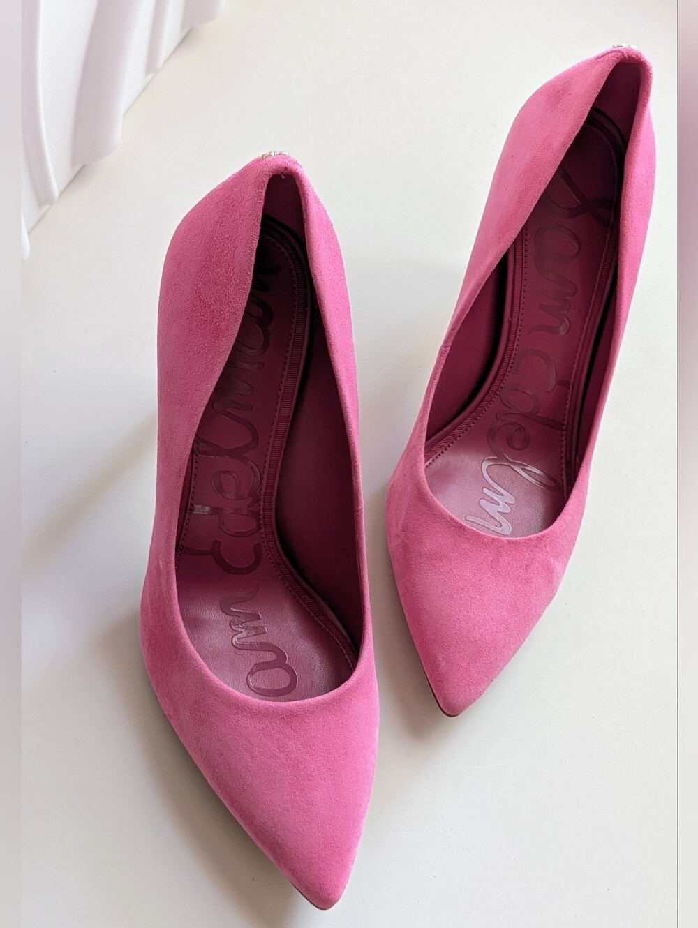 Sam Edelman Hazel Fuchsia Frost Suede Pointed Toe Pumps Size 8 Never Worn